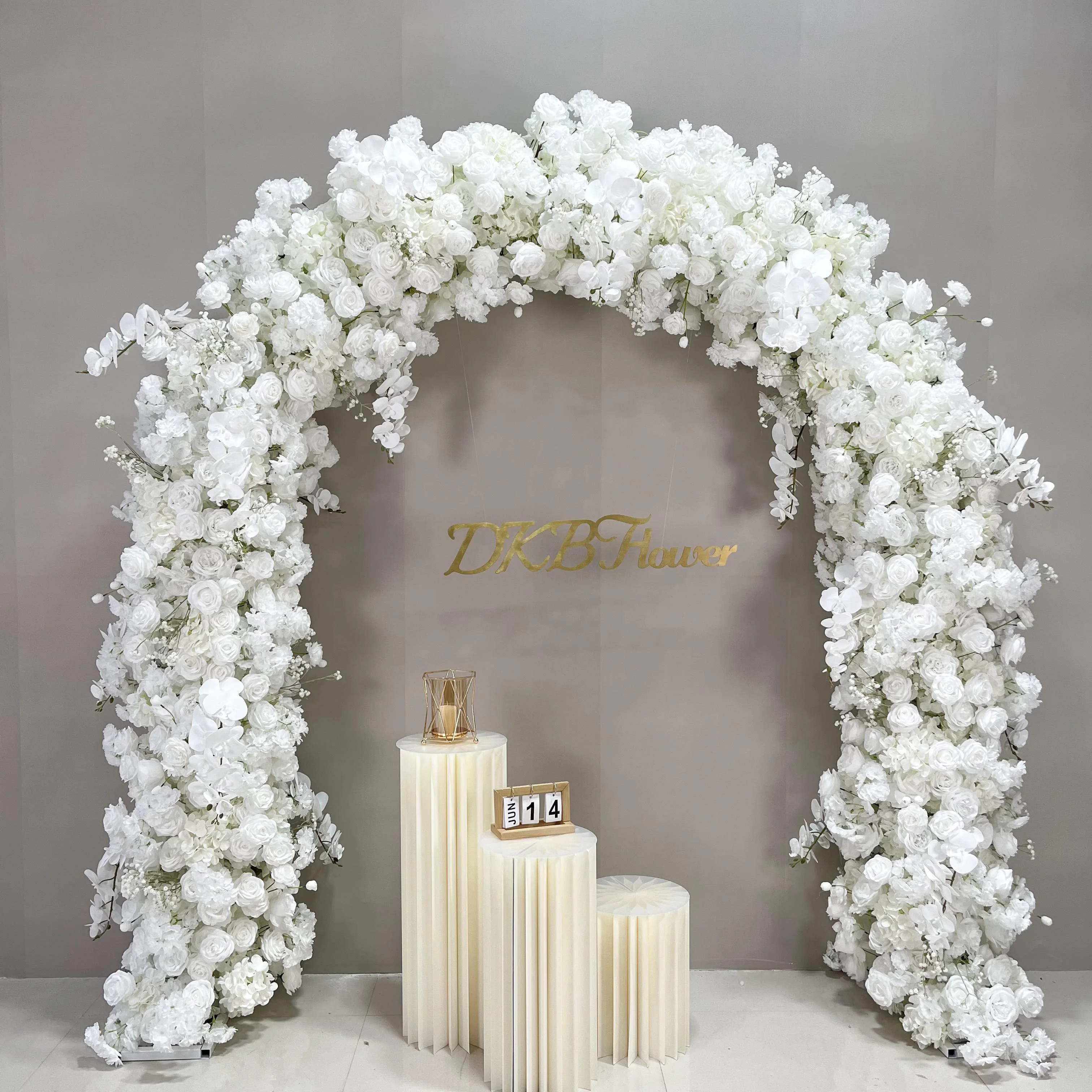 Realistic Handmade Wedding Silk Artificial Flower Arch Decoration Modern Design Wedding Arch Arrangement Backdrop