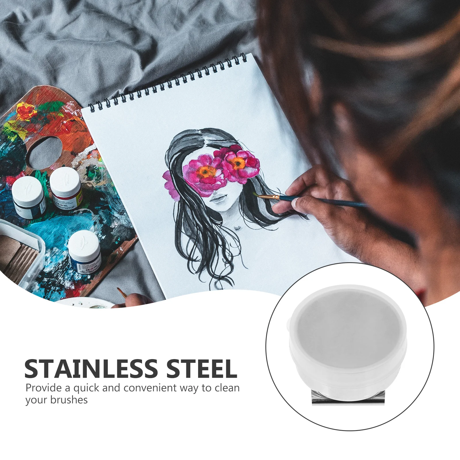 

3Pcs Painting Brush Washer Single Port Oil Pot Practical Brush Cleaning Bucket Durable Container for Artists Pen Washing Pots