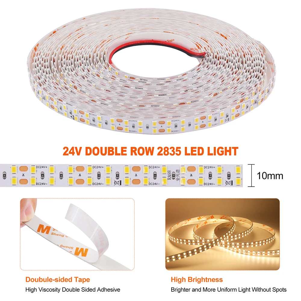 Full Spectrum RA98 DC 24V LED Strip IP20 2835 240Leds/M 3000K 4000K 6000K Home Decor Flexible Ribbon Tape Light