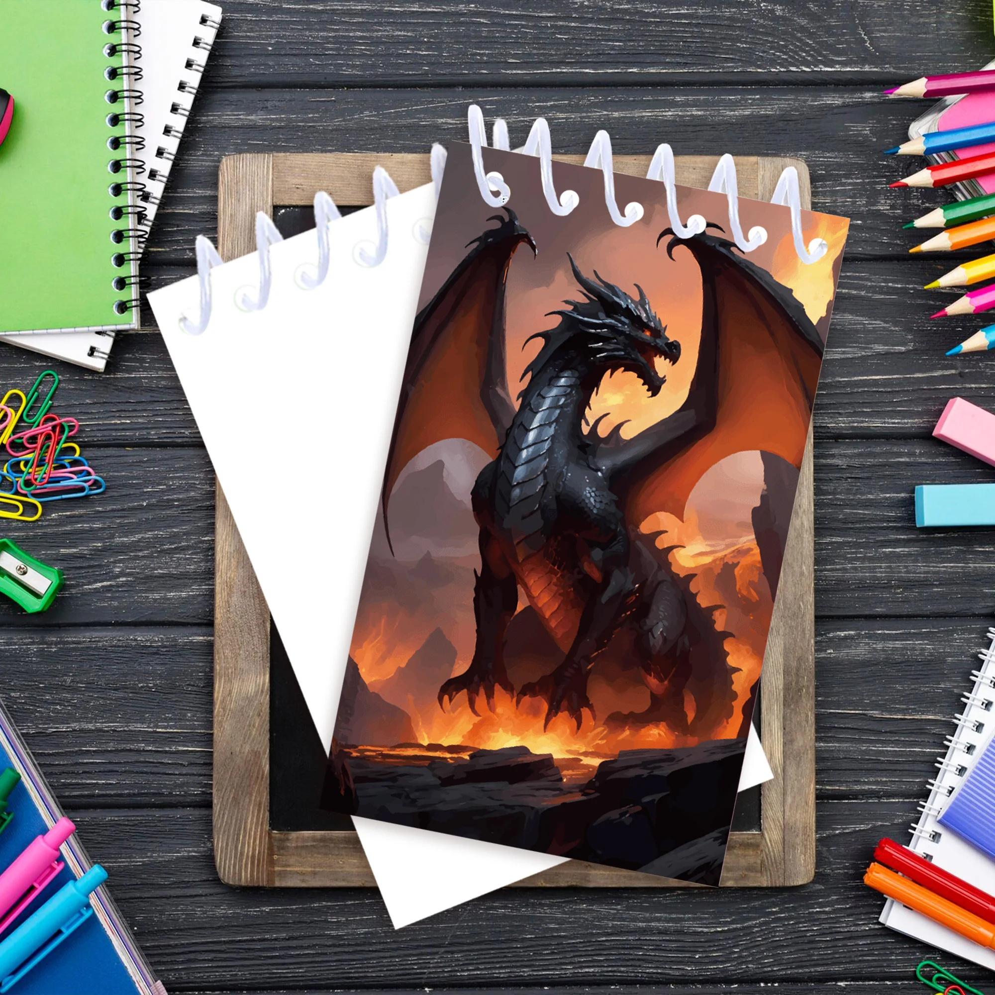 8/16/24pcs Dragon Theme Small Spiral Notebook Mythical Creature Dragon Pocket Notepad for Fantasy Game Birthday Party Giveaways