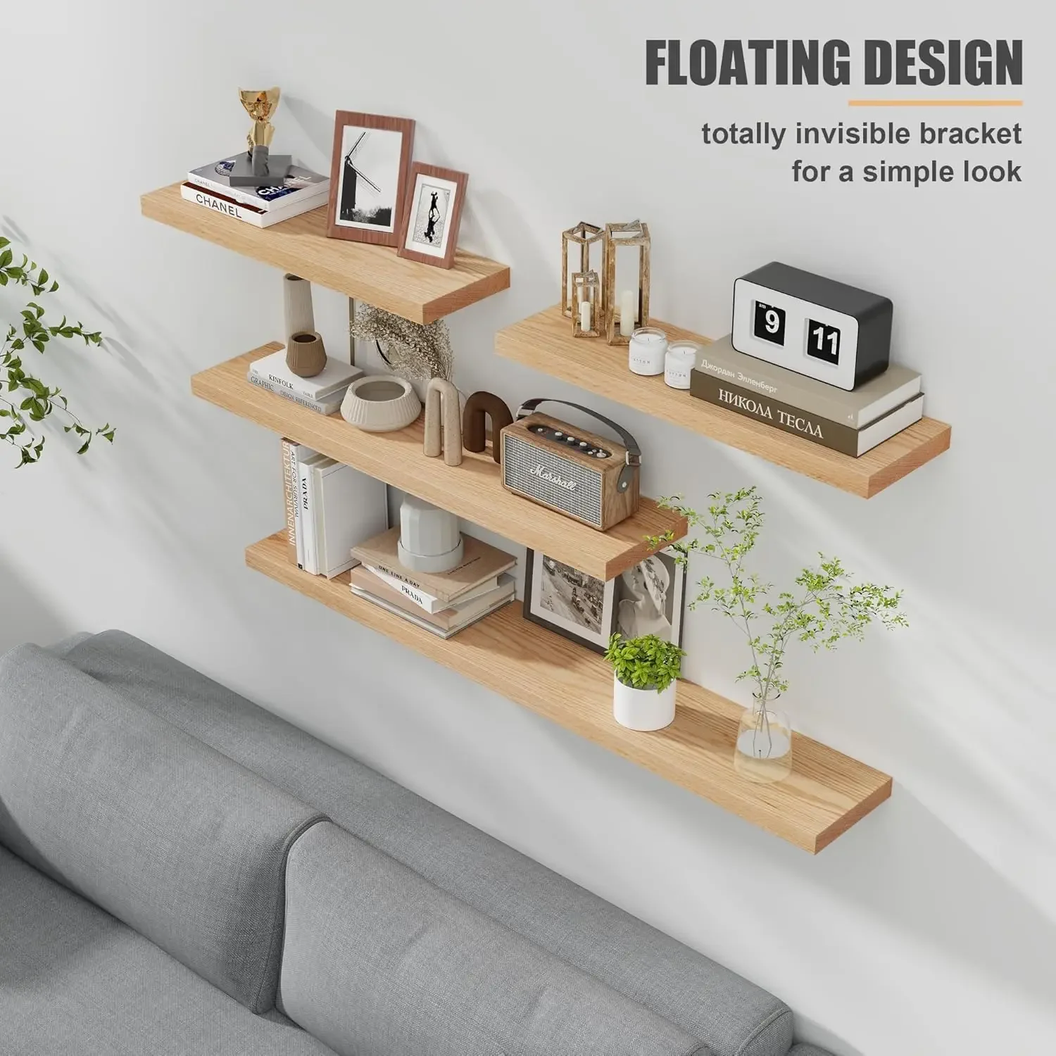 Solid Oak Floating Shelves - Set of 2, 36