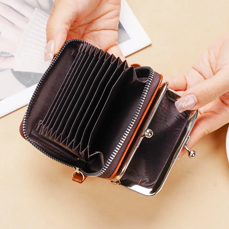 Lonny New Change Card Holder Cross-Border Supply Women Buckle Coin Purse 4-Inch Zip-up Clip Clutch