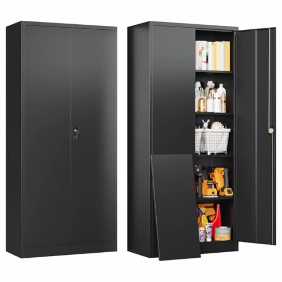 Metal Garage Storage Cabinet with Locking Doors, Steel Tool Cabinets with Adjustable Shees for Home, Office, Garage, Warehouse