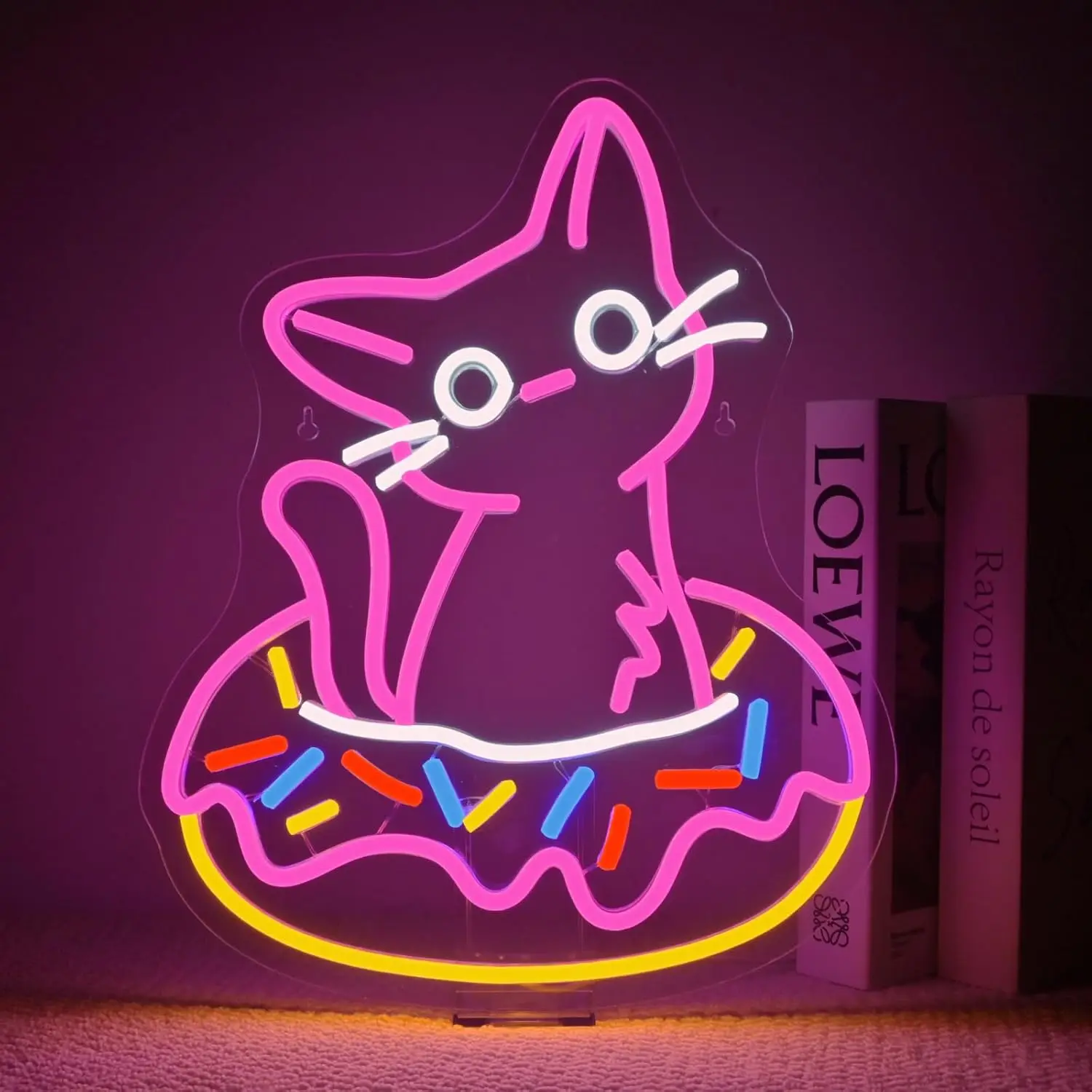 

Donut Cat Neon Sign USB LED Neon Light for Donut Shop Cat Lover Donut Bakery Snack Shop Cafe Decor Gift Night Light