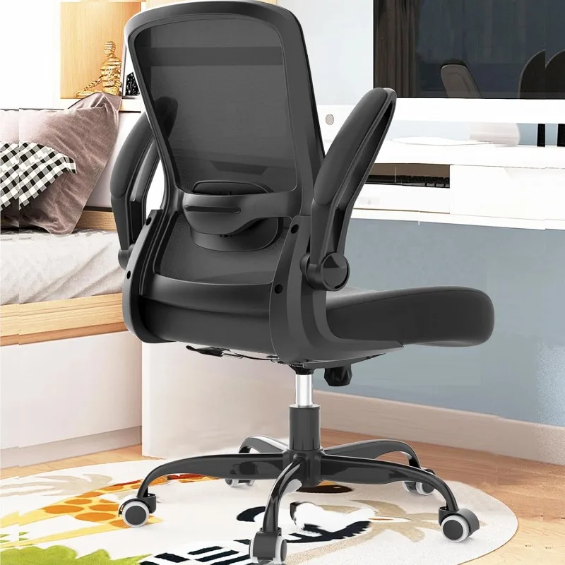 Office Chair, Comfy Desk Chair with Adjustable Lumbar Support, High Back Mesh Ergonomic Computer Chair with Flip-up Armrests