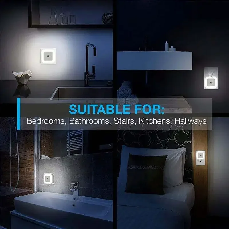 1pcs Wireless LED Night Light Sensor Lighting Mini EU Plug Nightlights Lamp For Children Room Bedroom Decoration Lighting