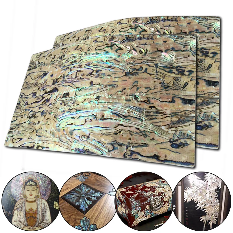 1Pc 24cmx14cm Natural Abalone Shell Inlay Veneer Mother Of Pearl Laminate Sheet DIY Home Decor Crafts DIY Materials Carved