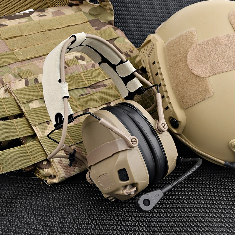 WADSN Tactical AMP Headset Head-mounted Field Training Communication Earphone Airsoft Hunting Shooting Headphones