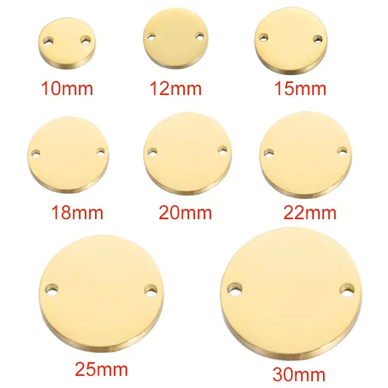 20Pcs 8-25mm Mirror Polish Stainless Steel Stamping Round Blank Discs Connector Charms For DIY Jewelry Making Neckalces