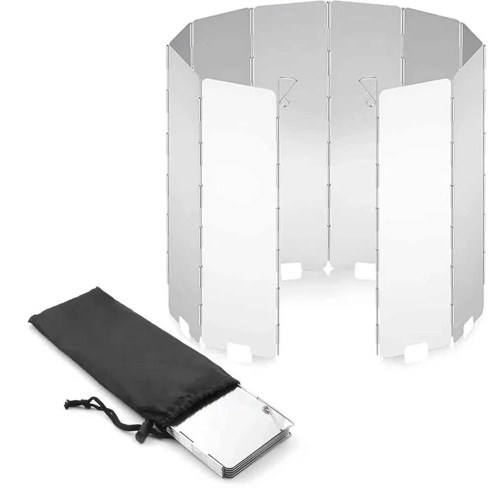 8/9/10 Plates Gas Stove Wind Shield Outdoor Camping Picnic Cooking Burner Windproof Screen Aluminum Alloy Wind Screen