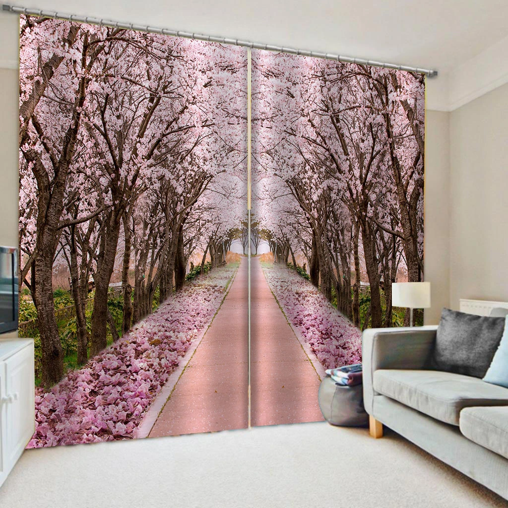 Photo 3D Curtains for Living Room Window pink peach blossom curtains 3D Window Curtains For Living Room Bedroom