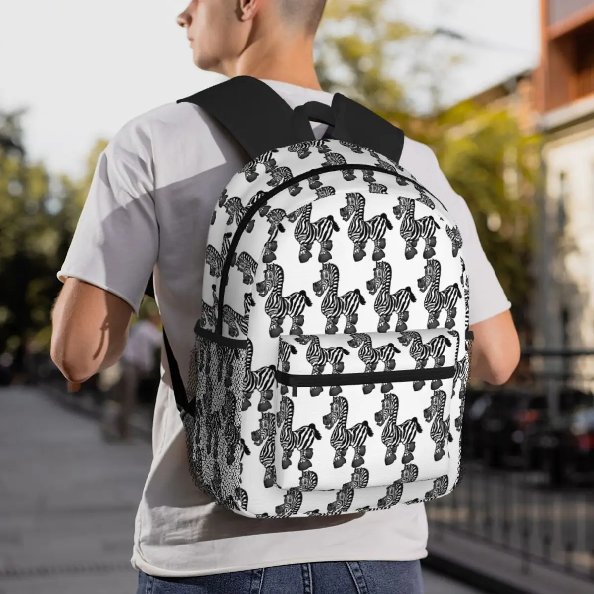 Zebra Horse Cartoon Backpack Student BookBag Children School Bag Computer Shoulder Bags for Men Women
