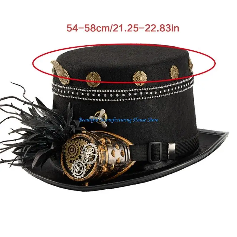 E56A Gothic Studded Geared Hat Steampunk Design Gear Headwear for Coser For Cosplay Event Photo Props
