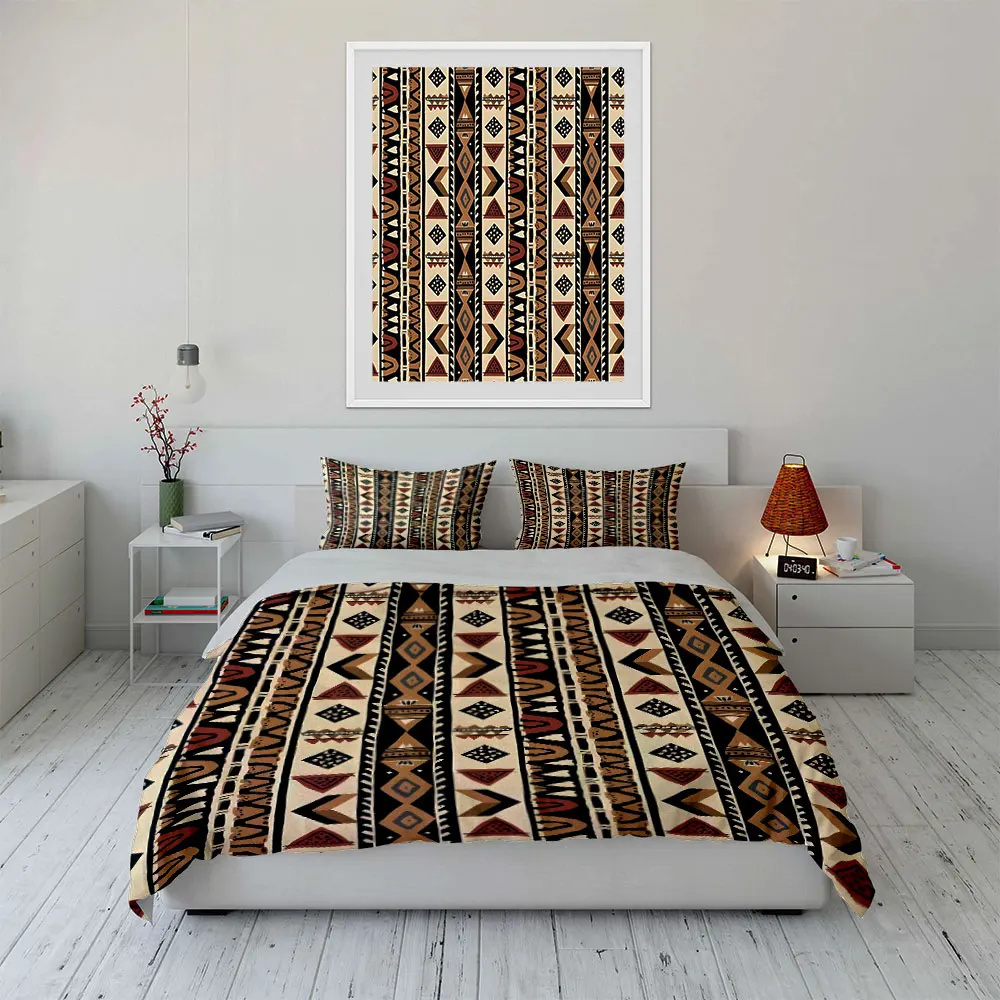 African geometric pattern background Bedding Set for Kids Luxury Gift 3pcs Digital Print Comforter Set Soft Comfortable