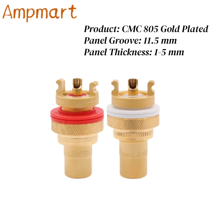 

Ampmart CMC 805 Brass Rhodium Gold Copper Plated RCA Socket, HiFi Amplifier Lotus Terminal Audiophile Connector
