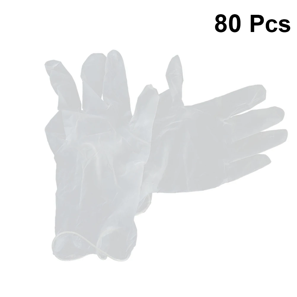 

80PCS Disposable Food Grade Latex Free Transparent Cleaning Kitchen Work Gloves Plastic Plastic Golves Protective Gloves