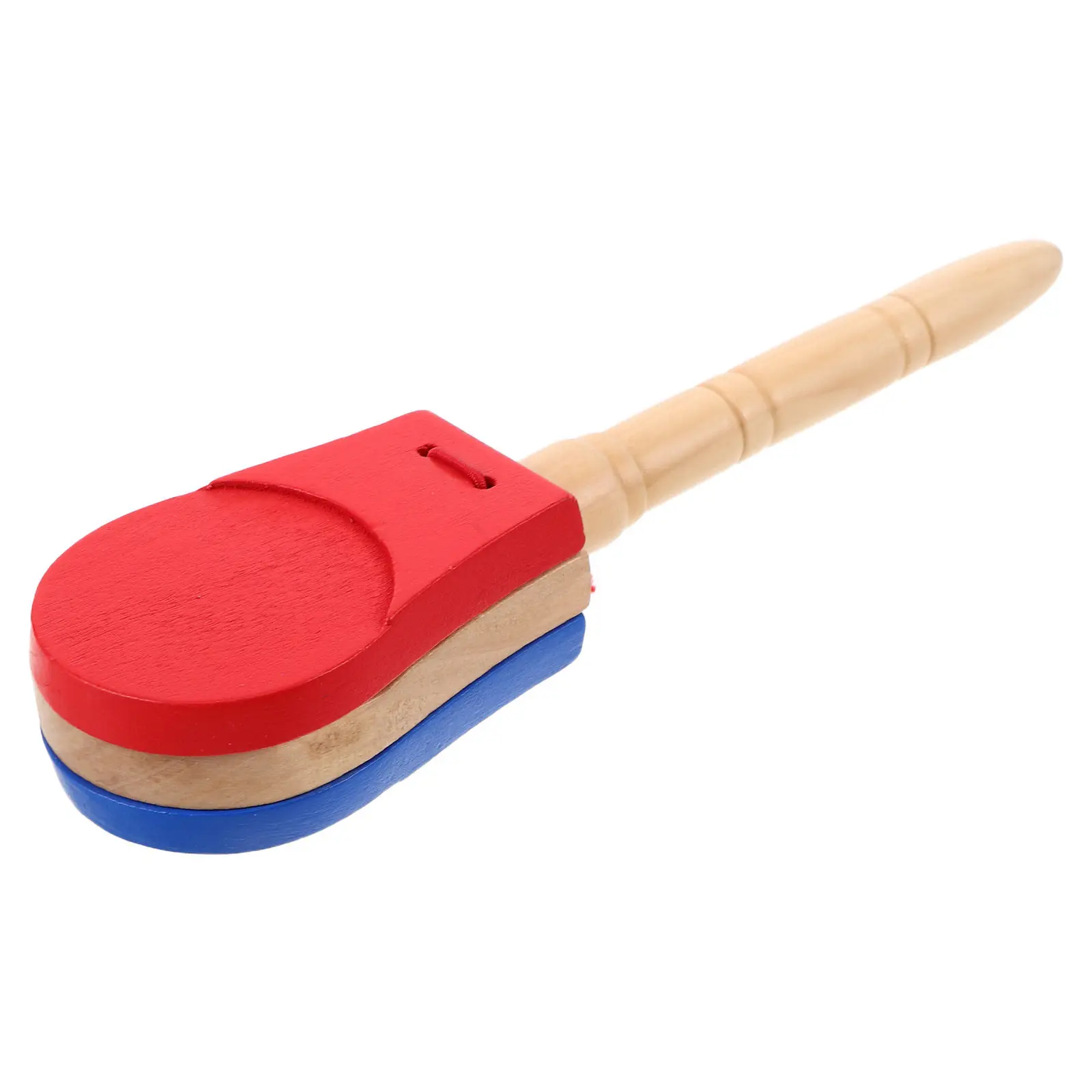 Wooden Hand Clapper Colorful Orff Musical Instrument with Long Handle for Early Education Rhythm Development Hand Eye