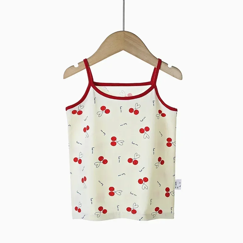 Baby Girls Sleeveless Vest Kids Cartoon Print Camisole Korean Style Topss 2024 Summer 2 To 8 Yrs Children\'s Clothing