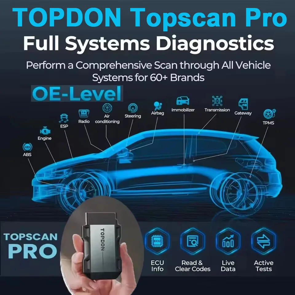 NEW TOPDON TopScan Pro 13+ Resets Car Scanner  Bidirectional OBD2 Scanner Bluetooth for iOS & Android FCA AutoAuth CAN FD
