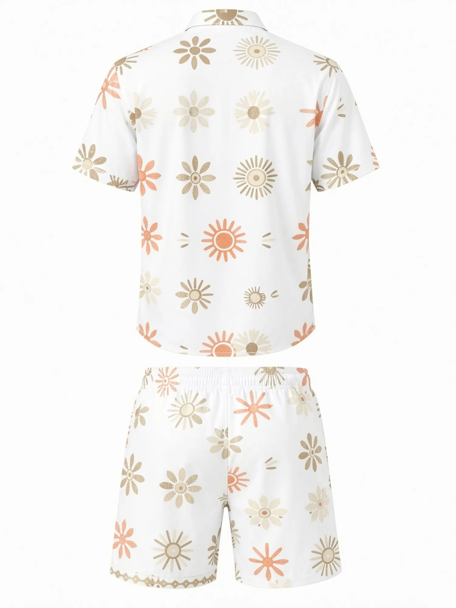 Mens Floral Short Sleeve Shirt and Drawstring Shorts Set Beach Vacation Casual Summer Two Piece Matching Beach Outfit Loungewear view 3
