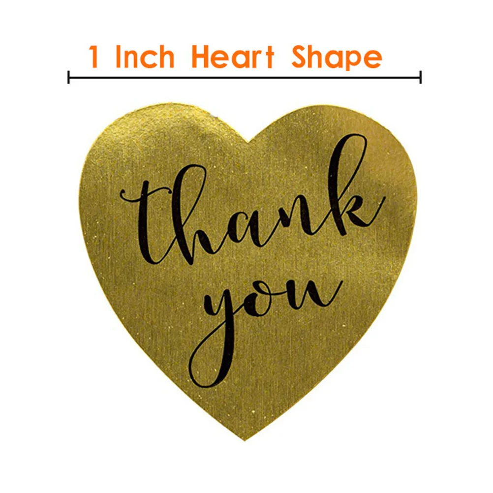 

500Pcs Heart Shaped Thank You Stickers Self-Adhesive Decorative Labels for Notebook Furniture Baking Gift Wrapping