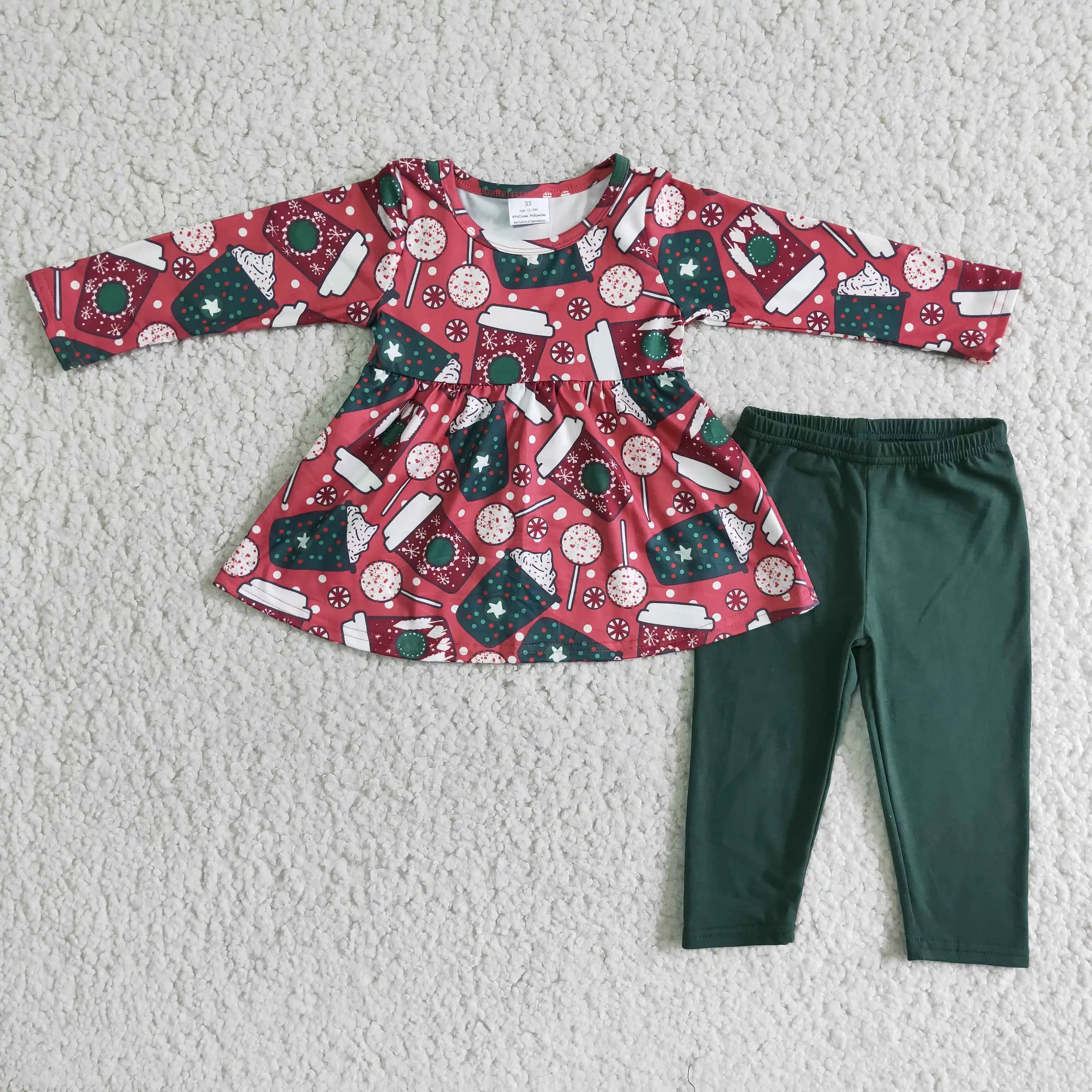 Promotion Items Kids Boutique Clothes Long Sleeve Top With Pants 2 Pieces Set Children Outfits