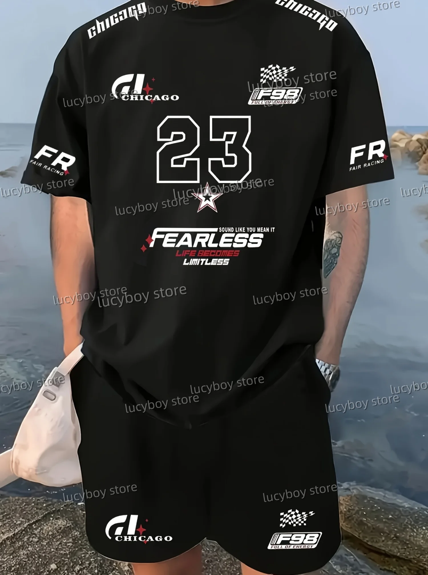 Summer Men's Tracksuit 2 Pieces set T-shirt+Shorts Set Sport Outfit Jogging Suit Outdoor BASEBALL NO.99 Print men Clothes