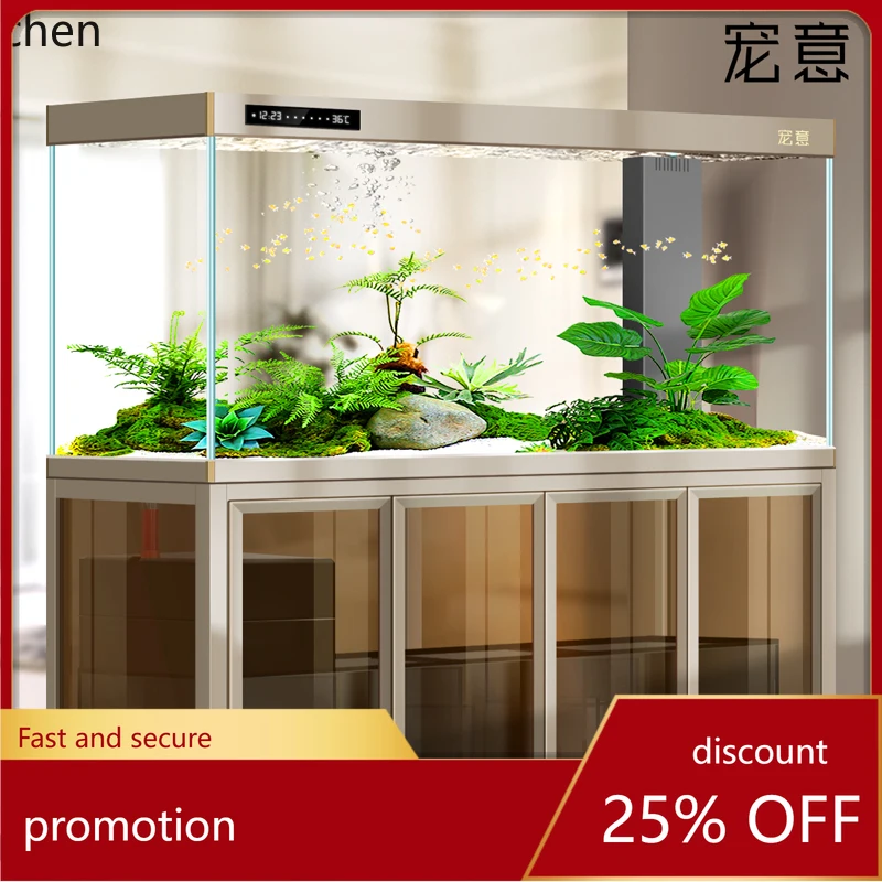 

HT large bottom filter dragon fish tank company living room intelligent floor against the wall screen constant temperature