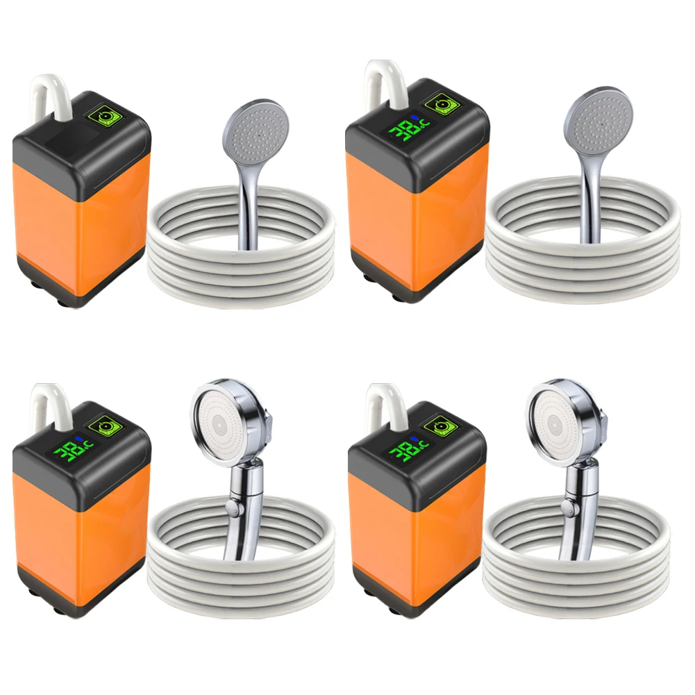 Ducha eléctrica portátil para acampar al aire libre, dispositivo de ducha recargable de 1/3 velocidades, pantalla de temperatura para viaje y playa