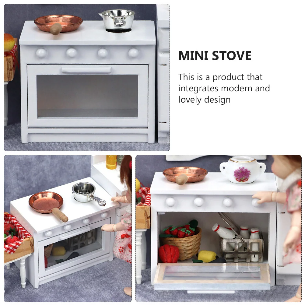 1 st Mini Gasfornuis Houten Gesimuleerde Keuken Voor Kinderen Fantasiespel Poppenhuis Koken Accessoire Compact Miniatuur Kachel Meubels