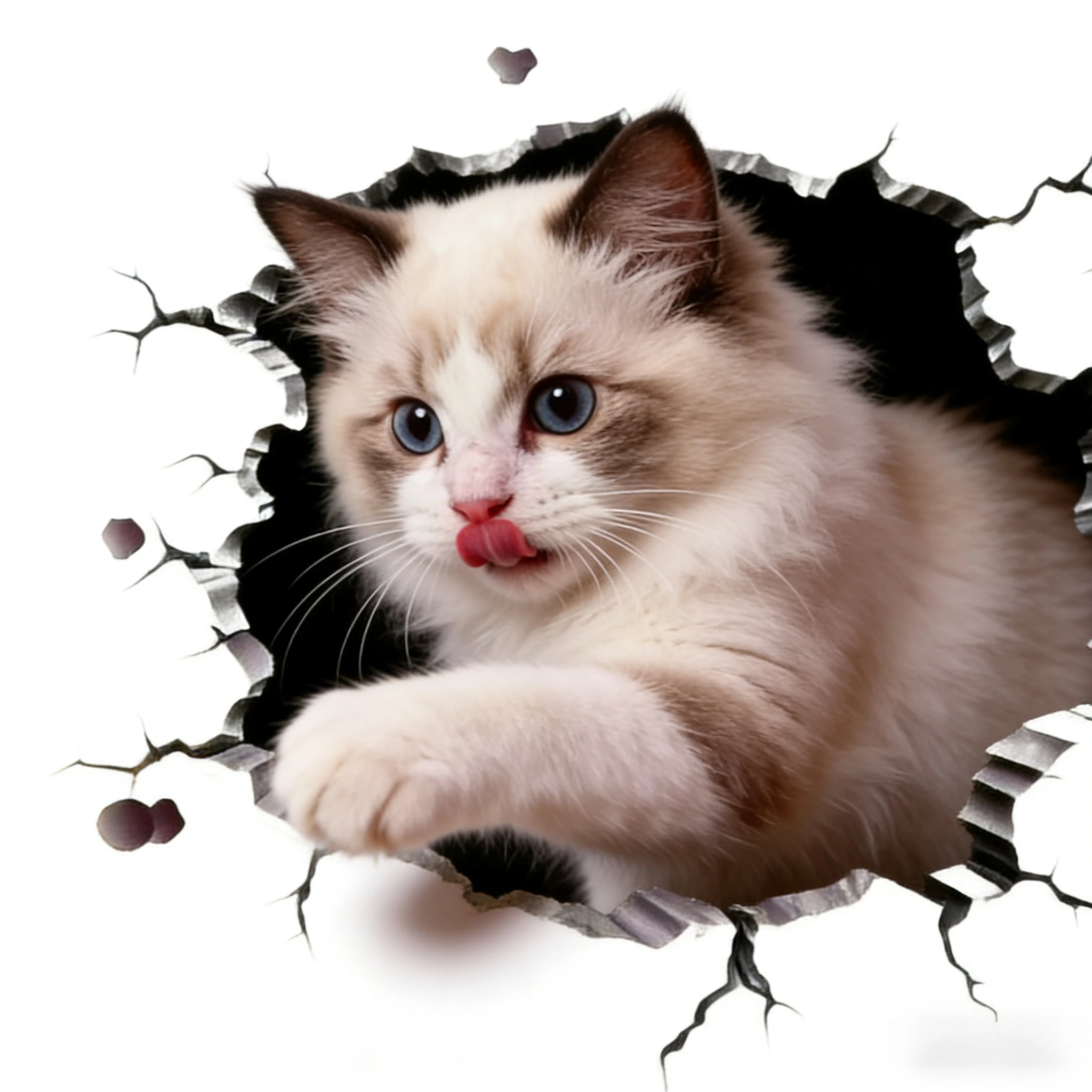 1pc Cute Break‑Wall Cat Vinyl Sticker, Waterproof Decal for Scratch Cover SUV Car Window Bumper Decor, Holiday Gift