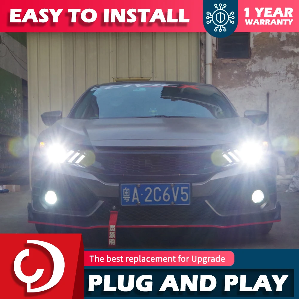 أضواء السيارة أجزاء لهوندا سيفيك X 2016-2021 مصابيح أمامية LED المصباح النهار تشغيل أضواء المزدوج العارض سيارة ضوء الجمعية #2