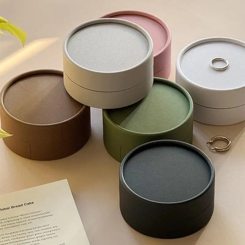 Runde Schmuckbox mit Fächern für Ohrringe, Papier-Schmuckbox, minimalistisch, für Festivals, tägliche Aufbewahrung zu Hause, Geschenkideen. – Detail 1