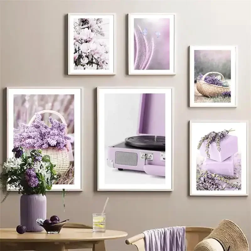 1pc frameless Canvas Painting Purple Flower Field Lilac Sea Wall Art Aesthetics Print Canvas Painting Posters for Living Room Mo