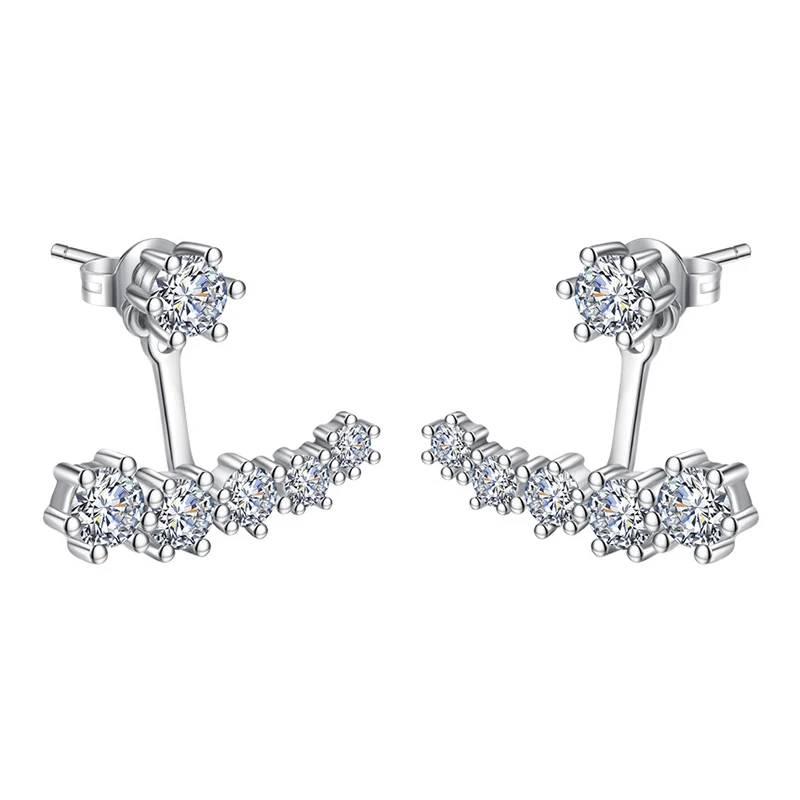 Pure 925 Sterling Silver New Fashion Jewelry Multiple Crystal Zirocn Stud Earrings For Woman XY0230