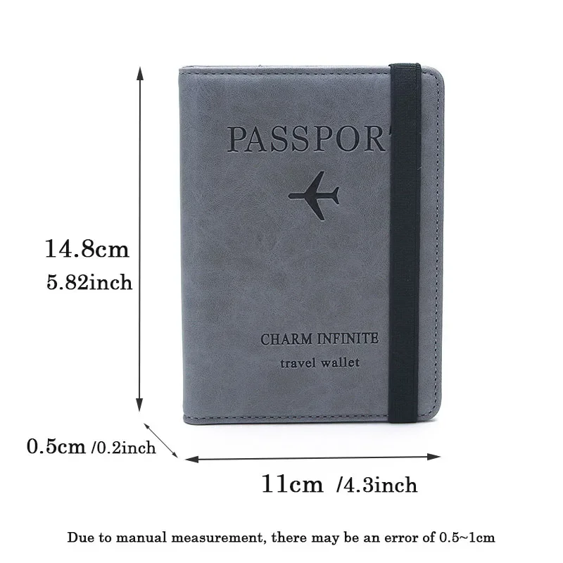 Women Men Travel Passport Holder Cover Case RFID PU Leather Credit ID Card Holder Case Ticket Protective Wallet