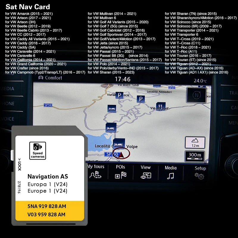 NIEUW voor VW Discover Media Navigatie AS V24 Kaart UK Europa 2026 Sat Nav SD Kaart 32GB