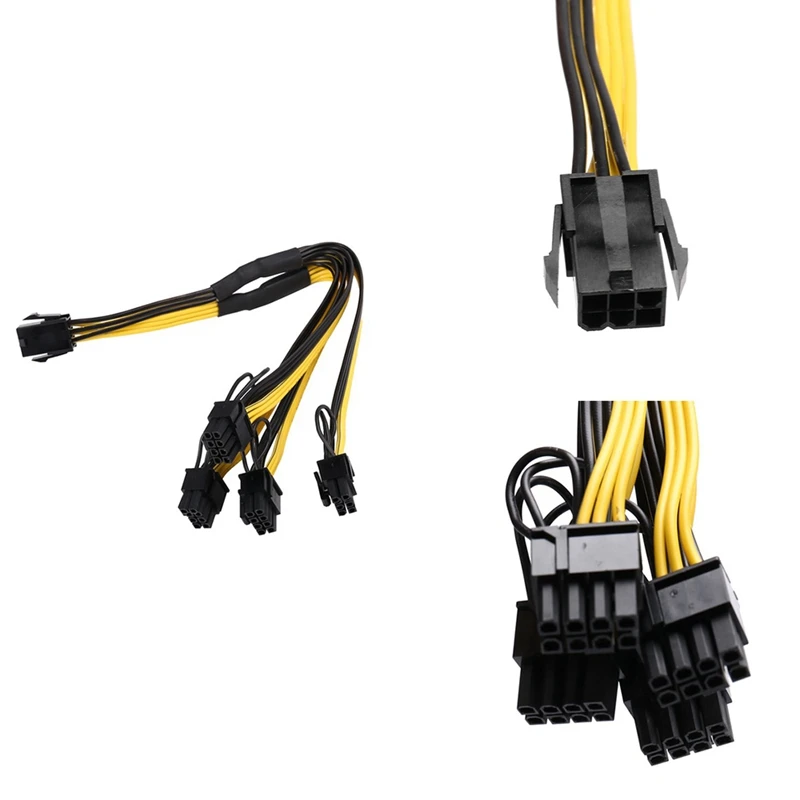 Top-Pcie GPU 6Pin 1 To 4 Way 6+2Pin Female To Male Extension Cable PCI-E Graphics Card 6Pin To 8Pin Power Supply Cable