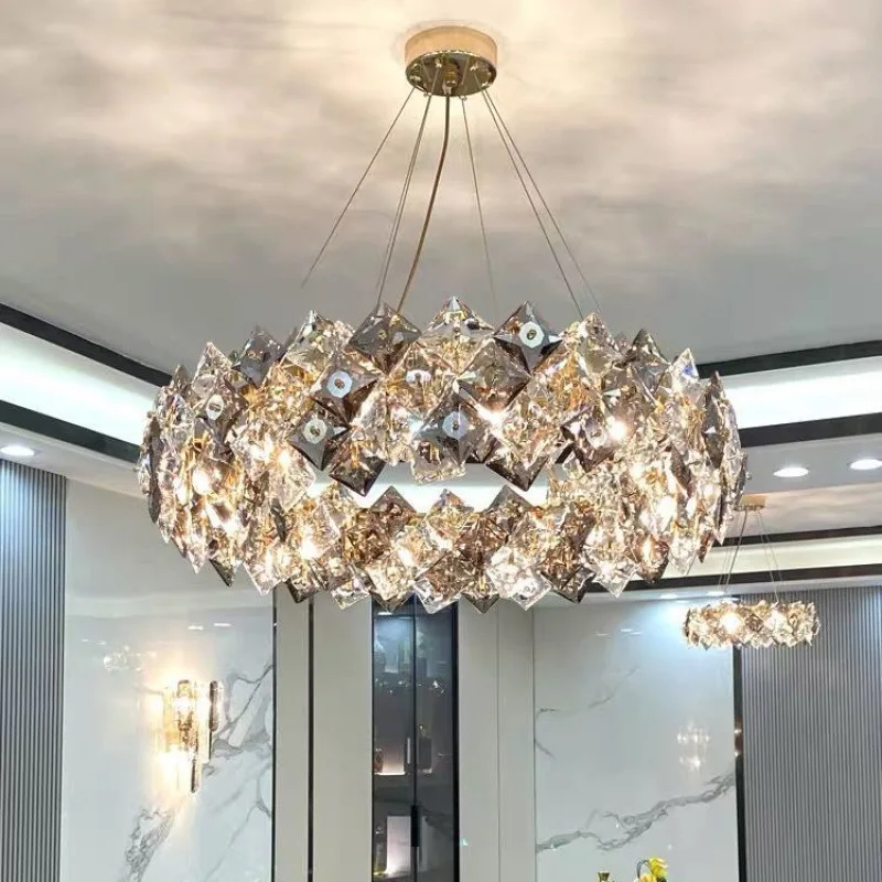 

Light luxury high-end living room crystal chandelier, modern minimalist bedroom personalized creative lighting fixtures