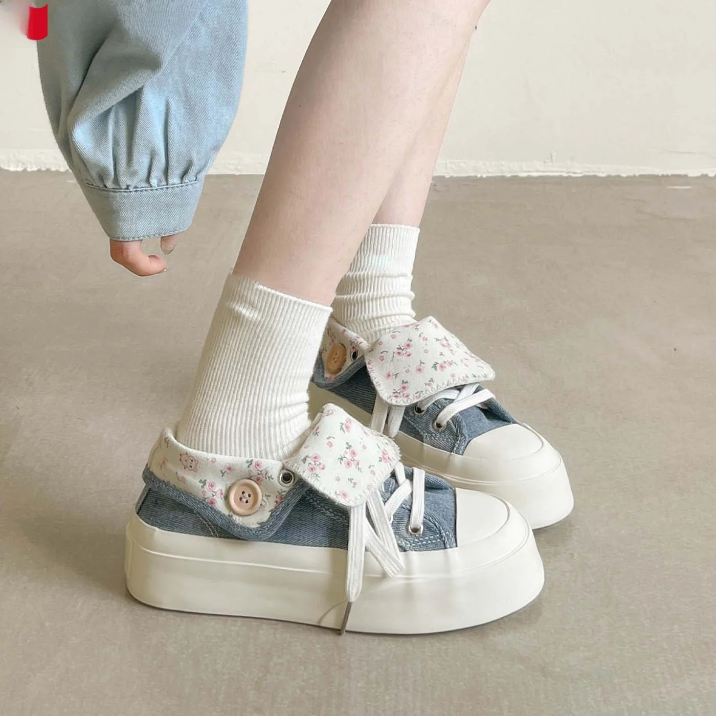 

FAD Z Summer Thin Slip-On Canvas oes Women's 2025 New Versatile White Sneakers Casual Platform oes Low Cut round Toe