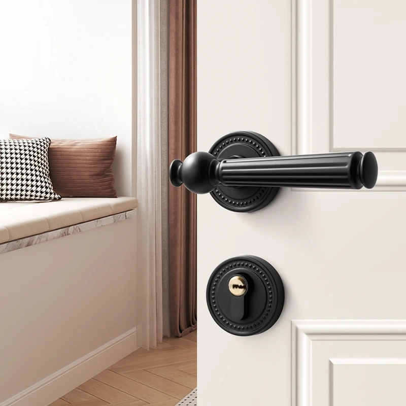 Interior Door Handle Black Handle lever Set Bedroom Hotel House Room Wood Door Handle