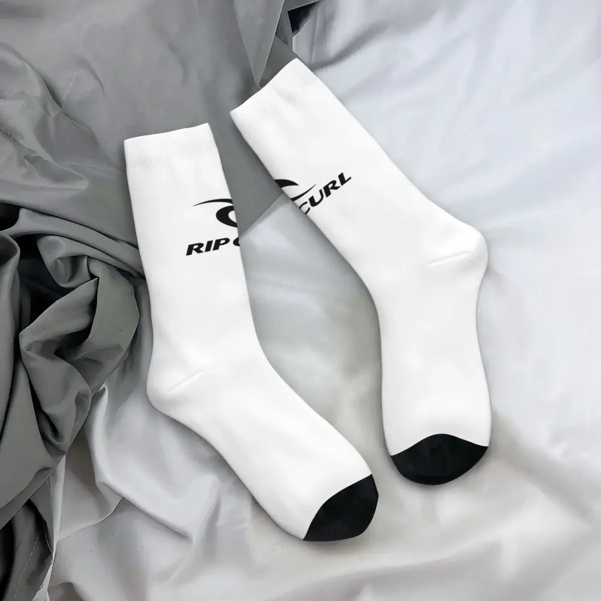 Black Ripcurl Logo Socks Harajuku Sweat Absorbing Stockings All Season Long Socks Accessories for Unisex Birthday Present