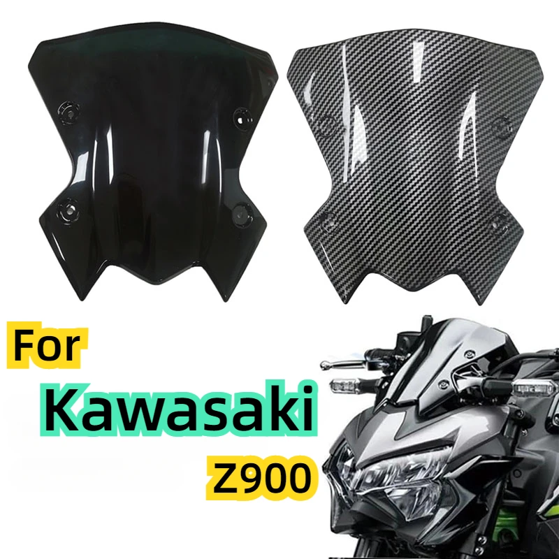 For Kawasaki Z900 2020-2022 2023 Motorcycle Windshield WindScreen Black/Carbon Fiber Look Screen Bracket Accessories New Quality