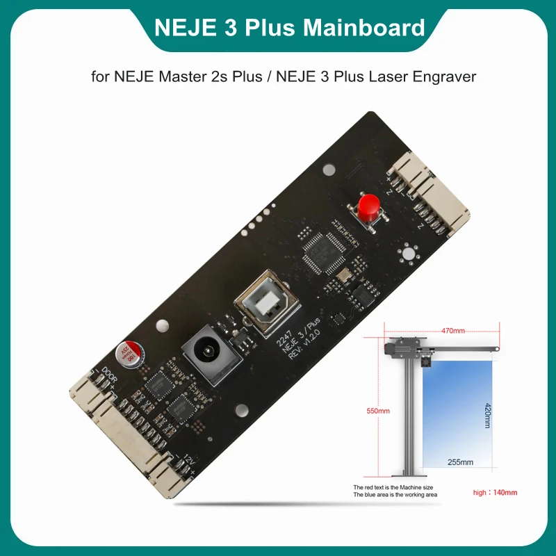 Placa base NEJE 3 Plus con MCU Dual de 32 bits, tallado más rápido para NEJE Master 2s Plus/NEJE 3 Plus, reemplazo de placa base de grabador láser