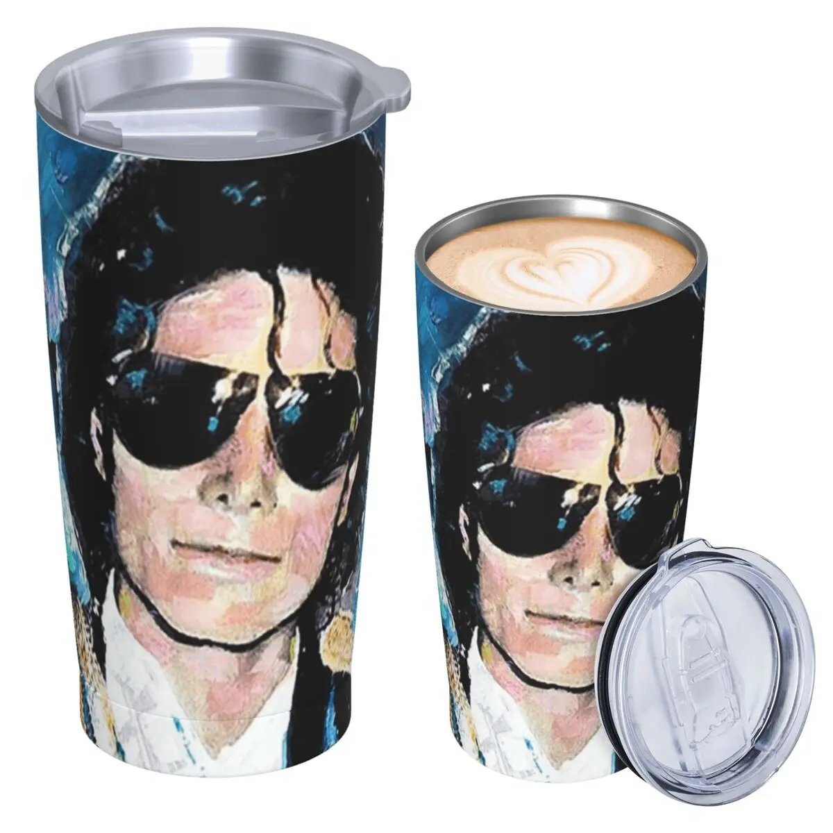 Michael 1984 Grammys Jackson Pop Art Portrait Stainless Steel Tumbler Vacuum Insulated Mug Thermal Cold Bottle Straw With Lid