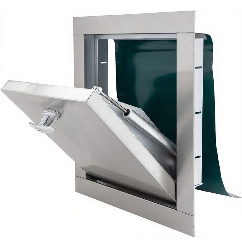 

Stainless steel garbage chute, vertical trash can where the garbage is placed in the stairwell