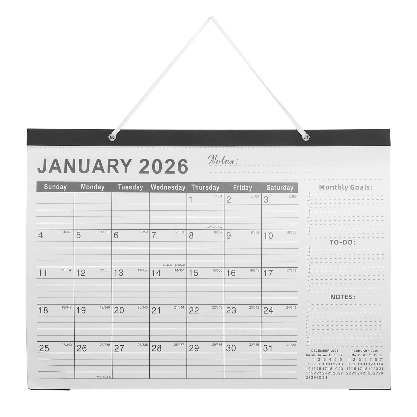 

Настенный календарь на 18 месяцев 2026-2027 из плотной бумаги с большими полями для дат, с указанием праздников, для семьи и офиса, современный эстетичный дизайн
