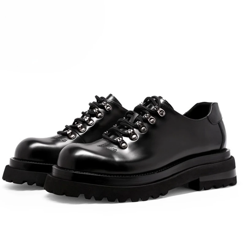 

Outdoor Casual Leather Shoes Men's Dress Shoes Thick Soled Height Increasing Shoes Genuine Leather Big Toe Derby Shoe for Men
