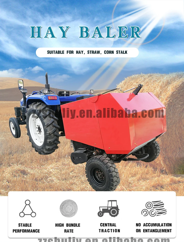 60-90barles/h Mini Round Straw Baler Straw Baler Machine Straw Hay Baler Machine for Sale