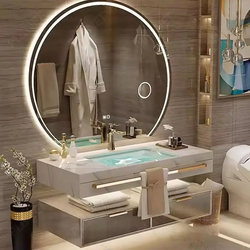 

Luxury Floating Designer Bathroom Cabinet Vanities Furniture Sinks Wall Mounted Designs Double Washing Basin Set